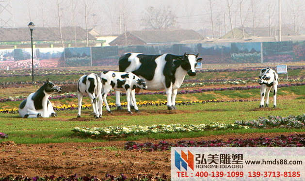 玻璃鋼農業雕塑場景/奶牛雕塑